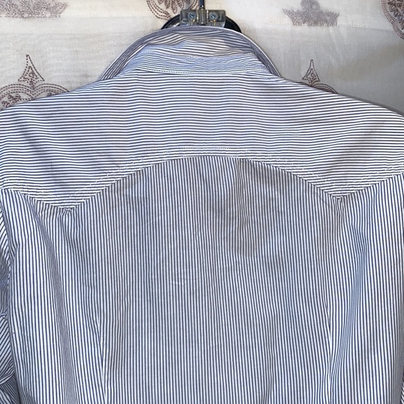 GUESS STRIPED SNAP-DOWN SHIRT MESH/LACE APPLIQUÉ SZ XS - Picture 10 of 16